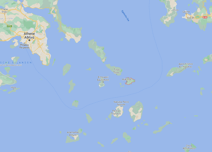 Kaart Mykonos - Waar ligt Mykonos